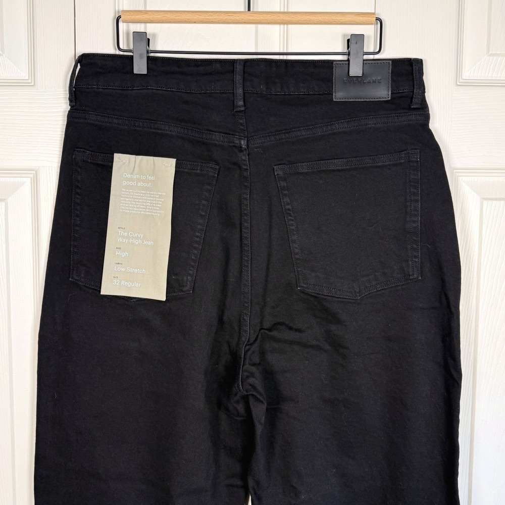 Everlane Curvy Way-High Jean Black Organic Cotton Straight Leg Size 32 Reg